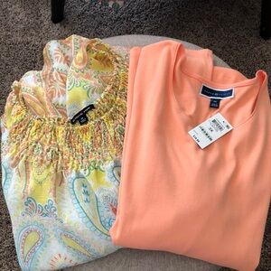 2 Tops—1 NWT—Coral Karen Scott—1 Like New Coral/Multi Zac & Rachel—Size 3x—$9